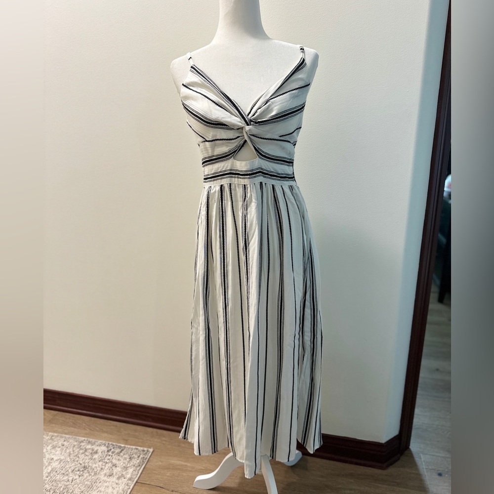 Small Black and White Striped Midi Dress